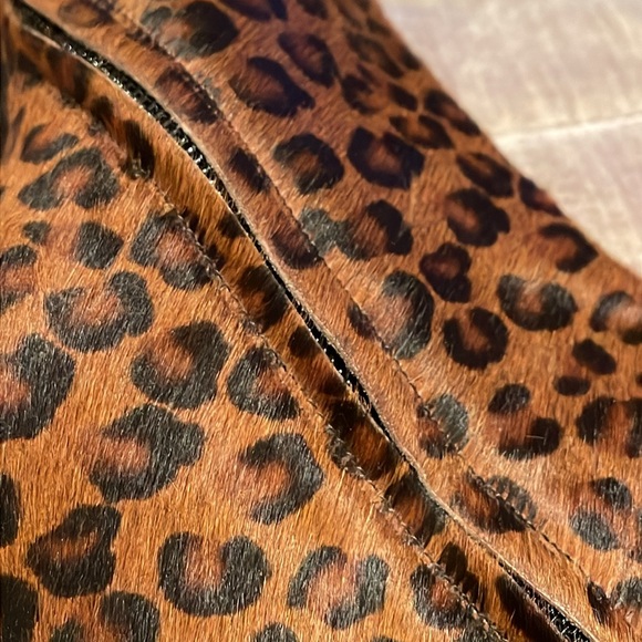 Studio Pollini Leopard Calf Hair Pointed High Heel Zip Up Boots Size 37 1/2 - Picture 15 of 16